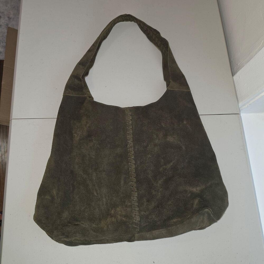 Green Suede Hobo Bag Womens Large Leather Shoulder Purse Magnetic Pouch Boho - Picture 6 of 13
